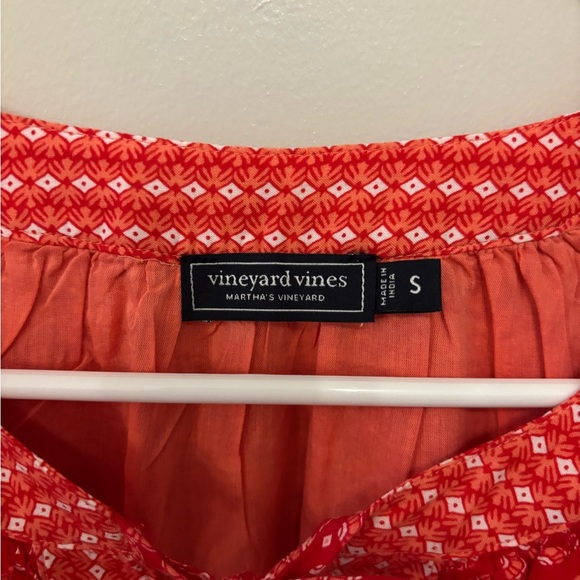 Vineyard Vines Vineyard Tile Print red long sleeve dress size S - Picture 9 of 13